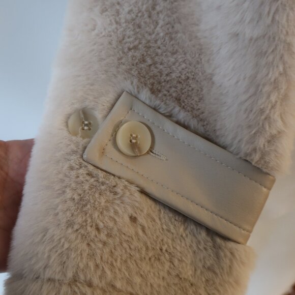 Womens Storets Beige Faux Leather Faux Fur Shearling Style Jacket Coat S/M - Picture 7 of 13